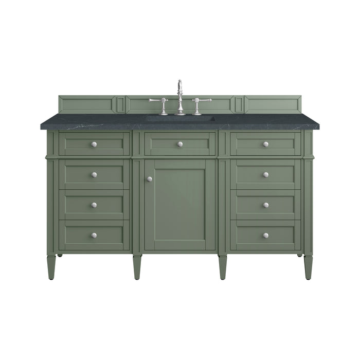 Brittany 60" Single Vanity, Saddle Brown w/ 3 CM Ethereal Noctis Silestone Top w/FreePower Wireless Charger