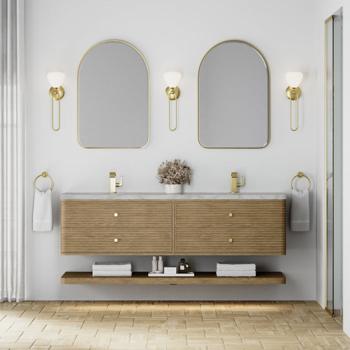 Allamari 72" Double Vanity, Sable w/ 3 CM Victorian Silver Silestone Top