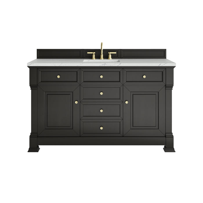 Brookfield 60" Single Vanity, Black Onyx w/ 3 CM Ethereal Noctis Silestone Top