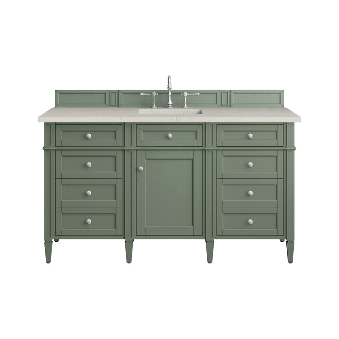 Brittany 60" Single Vanity, Saddle Brown w/ 3 CM Victorian Silver Silestone Top w/FreePower Wireless Charger