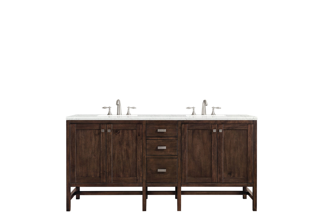 Addison 72" Double Vanity, Mid-Century Acacia w/ 3 CM Eternal Jasmine Pearl Silestone Top
