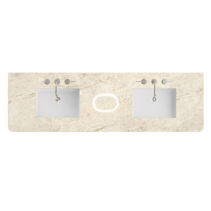 72" Double Radius Cut Top, Widespread 3CM Tajnar Eclos w/ Sink & FreePower Wireless Charger