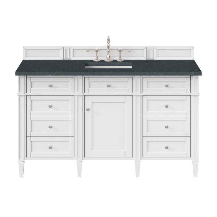 Brittany 60" Single Vanity, Victory Blue w/ 3 CM Eternal Jasmine Pearl Silestone Top