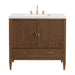 Myrrin 36" Vanity, Mid Century Walnut w/ 3 CM White Zeus Silestone Top