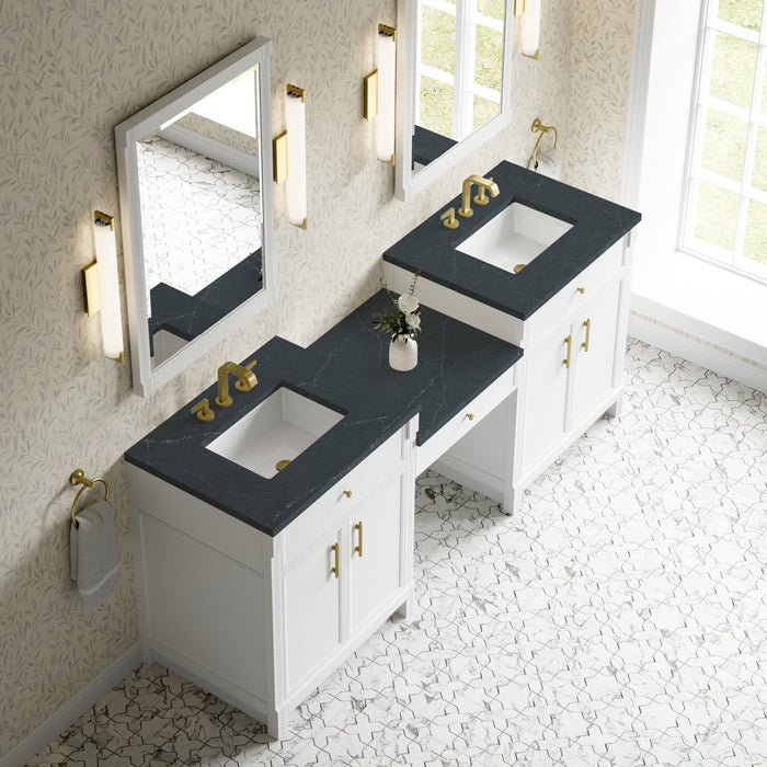 James Martin Vanities Bellshire 84" Dual Vanity Set with 24" Make-Up Counter