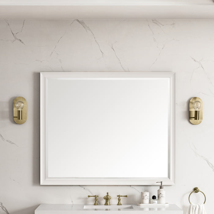 James Martin Glenbrooke 48" Mirror in Bright White, shown in a bathroom setting