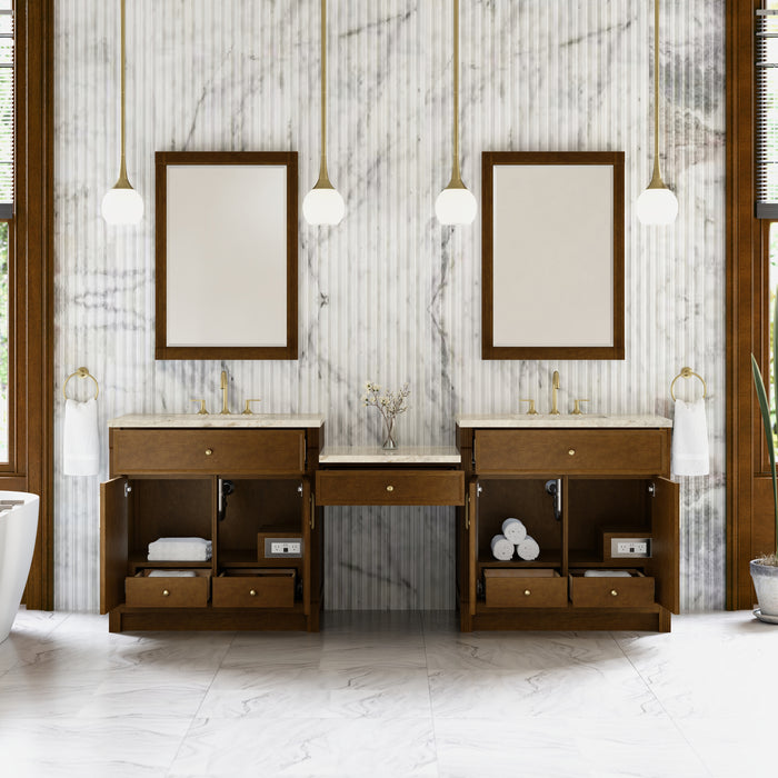 James Martin Vanities Bellshire 96" Dual Vanity Set with 24" Make-Up Counter