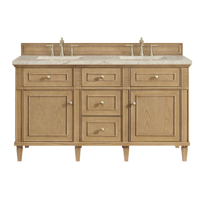 Lorelai 60" Double Vanity, Bright White, w/ 3 CM Siberian Silestone Top w/FreePower Wireless Charger