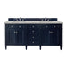 Brittany 72" Double Vanity, Urban Gray w/ 3 CM Parisien Bleu Silestone Top w/FreePower Wireless Charger