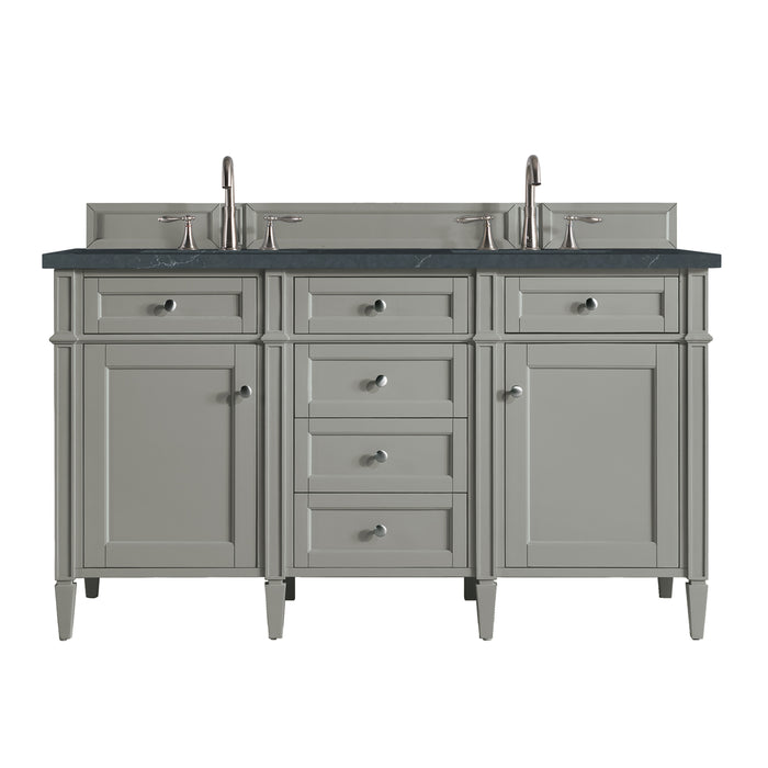 Brittany 60" Double Vanity, Smokey Celadon w/ 3 CM White Zeus Top