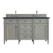 Brittany 60" Double Vanity, Smokey Celadon w/ 3 CM White Zeus Top