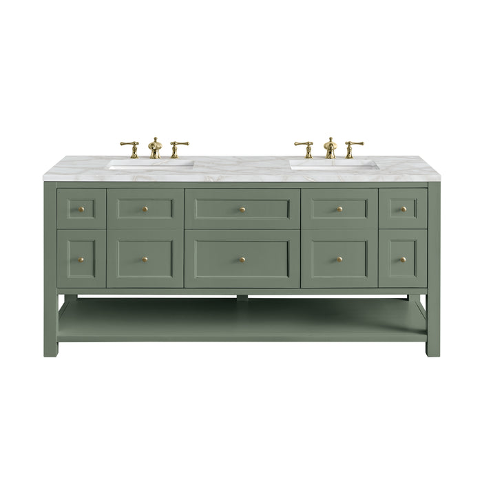 Breckenridge 72" Double Vanity, Light Natural Oak, w/ 3 CM Tajnar Eclos Top w/FreePower Wireless Charger
