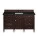 Brittany 60" Single Vanity, Burnished Mahogany w/ 3 CM Lime Delight Silestone Top