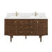 Amberly 60" Double Vanity, Mid-Century Walnut, w/ 3 CM Siberian Silestone Top w/FreePower Wireless Charger