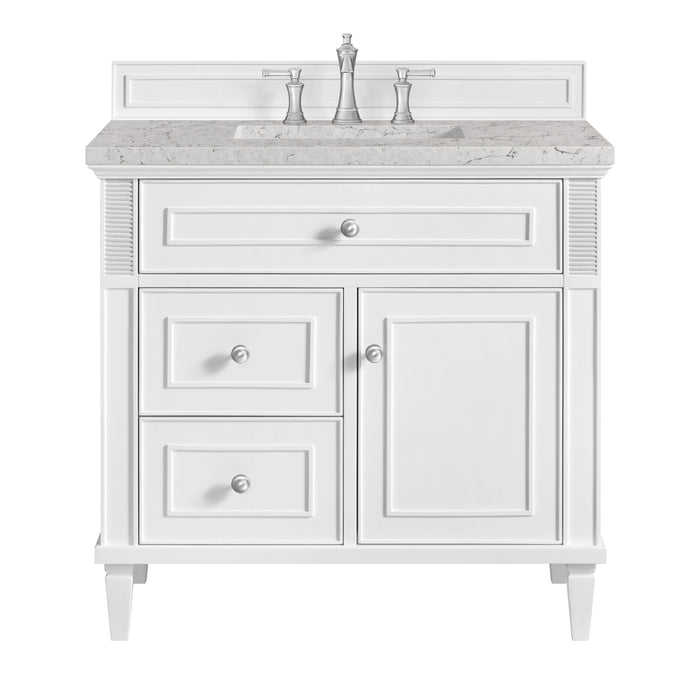 Lorelai 36" Single Vanity, Bright White w/ 3 CM Eternal Jasmine Pearl Silestone Top