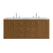 Laurent 60" Double Vanity, Light Natural Oak, w/ 3 CM White Zeus Quartz Top