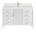 Myrrin 48" Vanity, Bright White w/ Single Hole 3 CM White Zeus Silestone Top & Backsplash