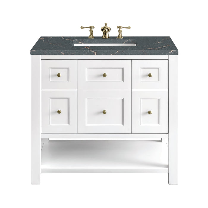 Breckenridge 36" Single Vanity, Bright White w/ 3 CM Parisien Bleu Top
