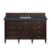 Brittany 60" Single Vanity, Burnished Mahogany w/ Single Hole 3 CM White Zeus Silestone Top & Backsplash