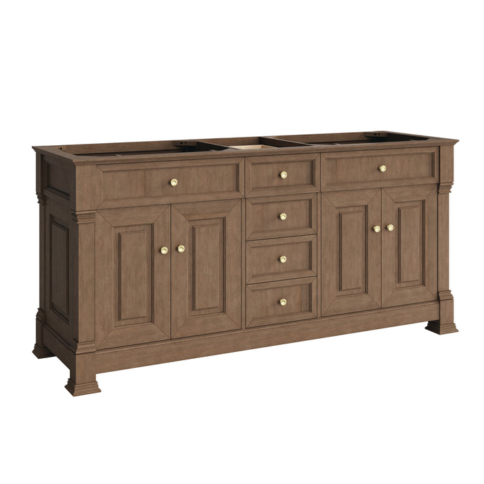 Brookfield 72" Double Vanity, Honey Oak w/ 3 CM Victorian Silver Silestone Top