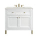 Chicago 36" Single Vanity, Glossy White, w/ 3 CM Lime Delight Silestone® Top