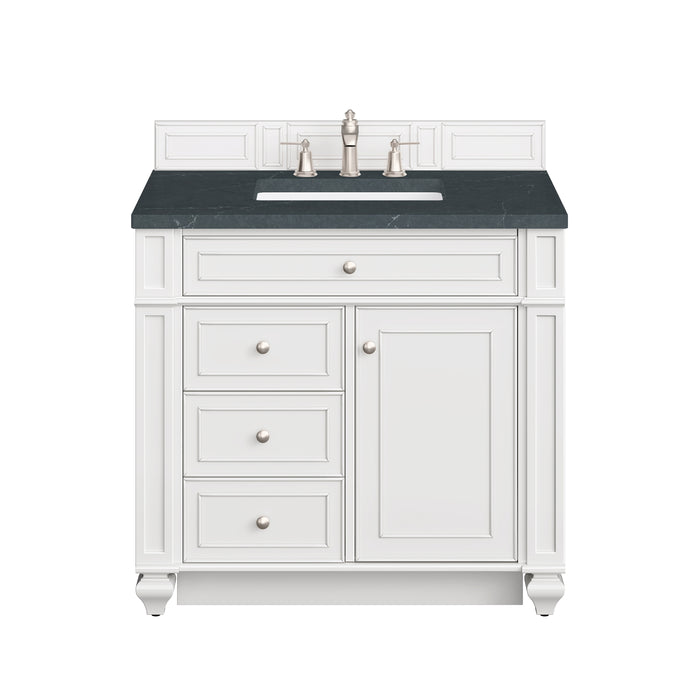 Bristol 36" Single Vanity, Bright White w/ 3 CM Charcoal Soapstone Silestone Top