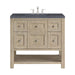 Breckenridge 36" Single Vanity, Whitewashed Oak w/ 3 CM Charcoal Soapstone Silestone Top