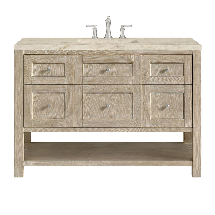 Breckenridge 48" Single Vanity, Serenity Blue, w/ 3 CM Eternal Jasmine Pearl Quartz Top