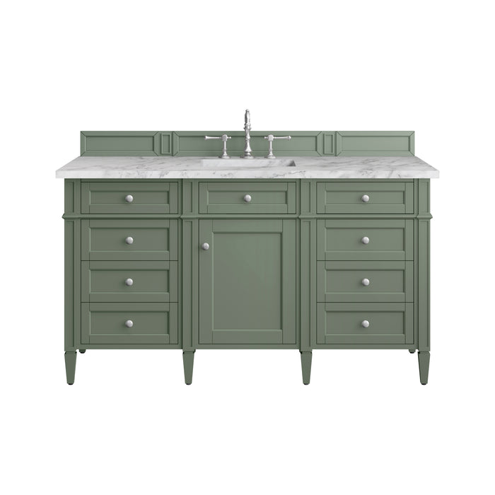 Brittany 60" Single Vanity, Saddle Brown w/ 3 CM Eternal Jasmine Pearl Silestone Top w/FreePower Wireless Charger