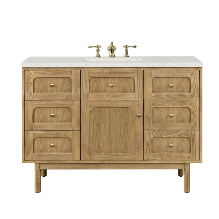 Laurent 48" Single Vanity, Honey Oak w/ 3 CM Victorian Silver Silestone Top w/FreePower Wireless Charger