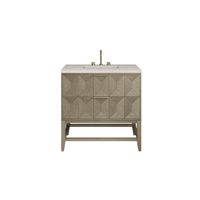 Emmeline 36" Single Vanity, Pebble Oak, w/ 3 CM Siberian Silestone Top