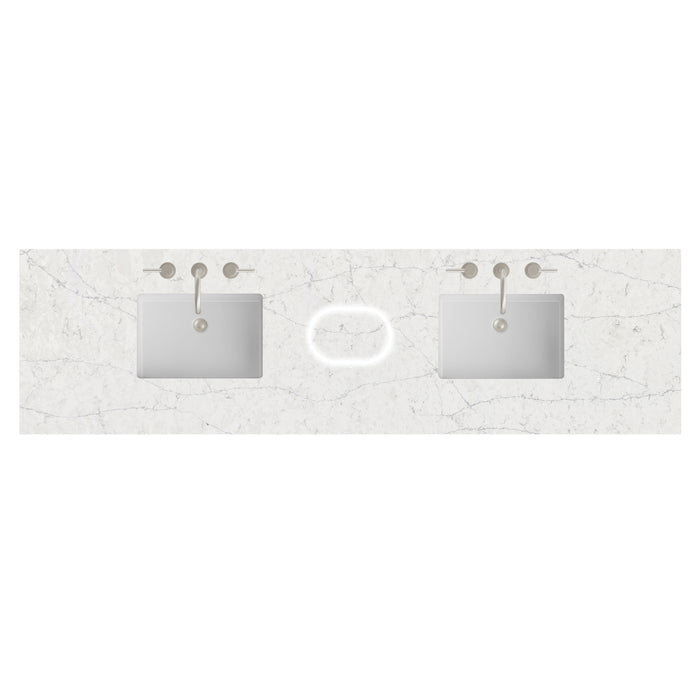 84" Double Top, 3CM Eternal Jasmine Pearl Silestone w/ Sink & FreePower Wireless Charger