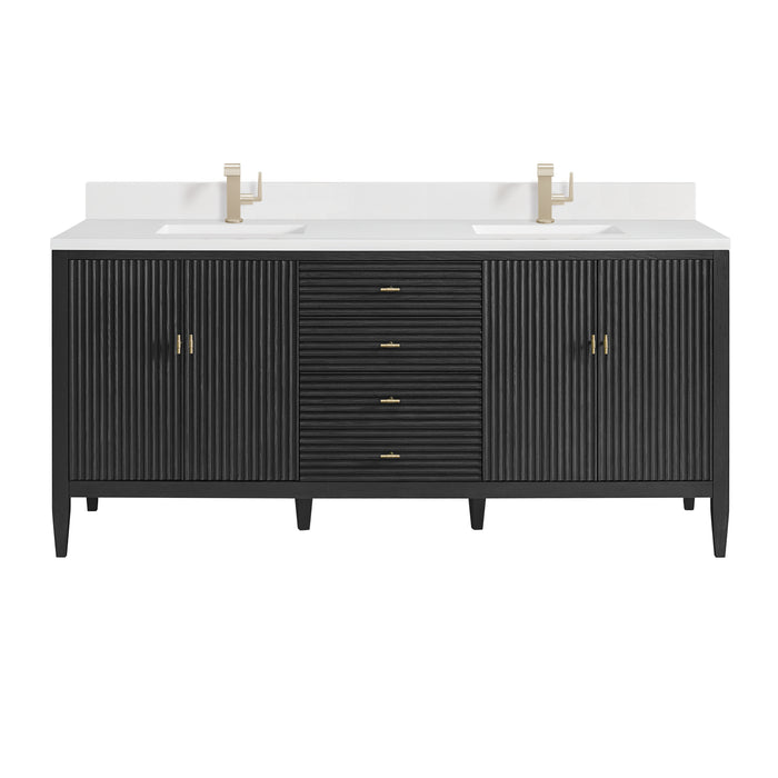 Myrrin 72" Double Vanity, Bright White w/ 3 CM Eternal Jasmine Pearl Silestone Top w/FreePower Wireless Charger