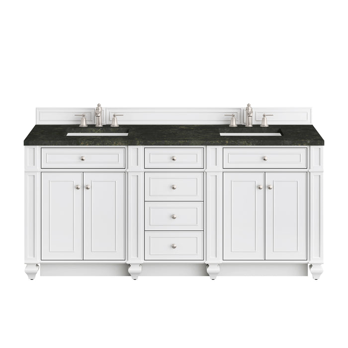 Bristol 72" Double Vanity, Bright White, w/ 3 CM Phantome Eclos Top