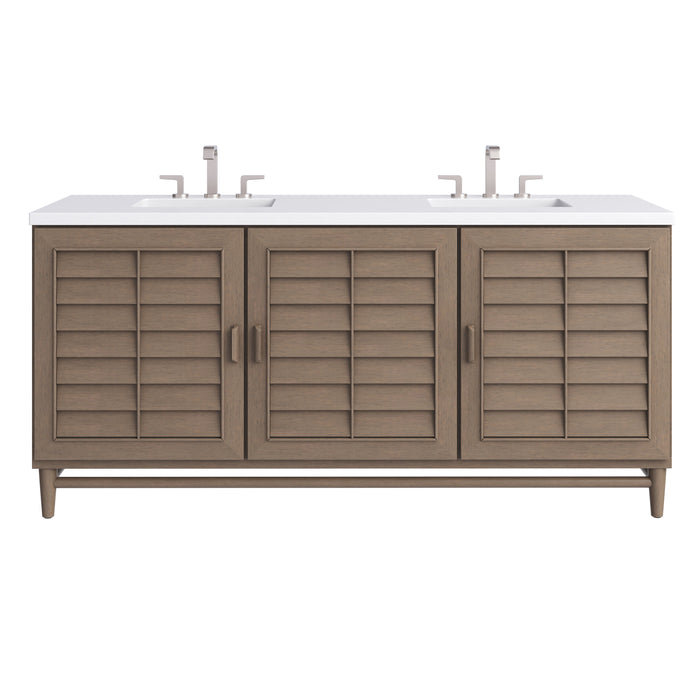 Portland 72" Double Vanity Whitewashed Walnut w/ 3 CM White Zeus Silestone Top