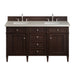 Brittany 60" Double Vanity, Burnished Mahogany w/ 3 CM Parisien Bleu Silestone Top