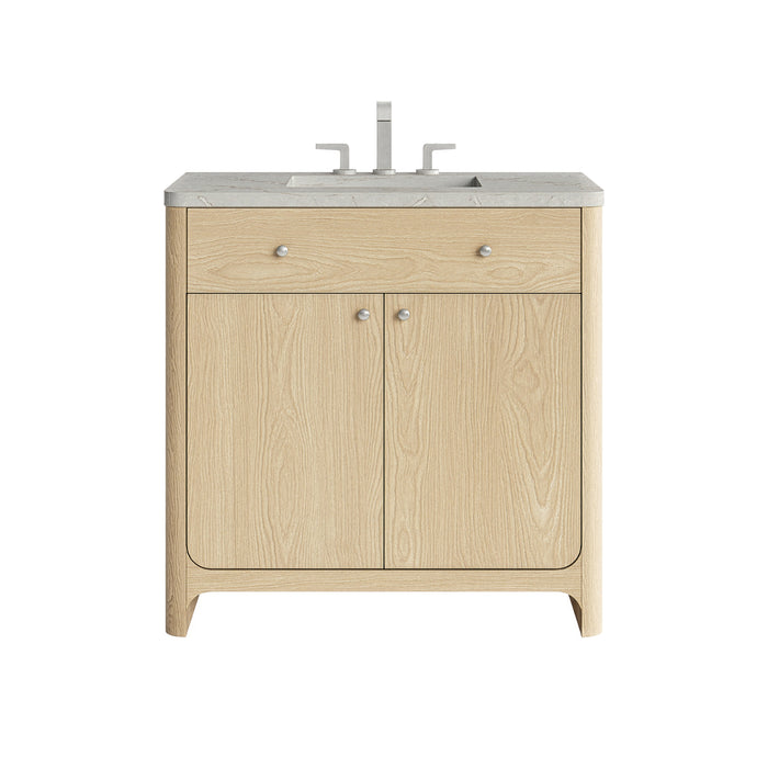 Gracyn 36" Single Vanity, Coastal Driftwood, w/ 3 CM Victorian Silver Quartz Widespread Top