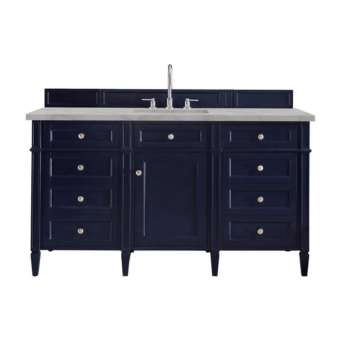 Brittany 60" Single Vanity, Urban Gray w/ 3 CM Victorian Silver Silestone Top