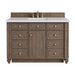 Bristol 48" Single Vanity, Whitewashed Walnut w/ Single Hole 3 CM White Zeus Silestone Top & Backsplash