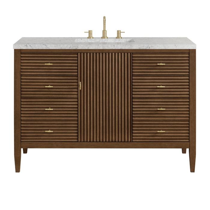 Myrrin 48" Single Vanity, Carbon Oak w/ 3 CM White Zeus Silestone Top