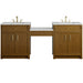 Bellshire 84" Dual Vanity Set with 24" Make-Up Counter, Honey Oak w/3 cm Ethereal Noctis Silestone Top