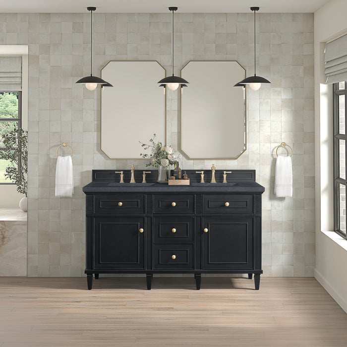 Lorelai 60" Double Vanity, Mid-Century Walnut w/ 3 CM Ethereal Noctis Silestone Top w/FreePower Wireless Charger