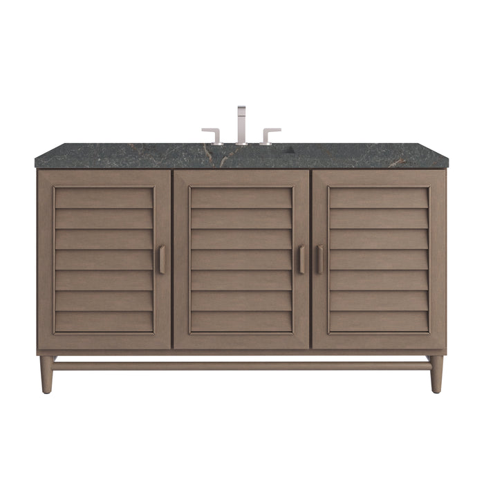 Portland 60" Single Vanity Whitewashed Walnut w/ 3 CM Parisien Bleu Silestone Top