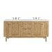 Laurent 72" Double Vanity, Honey Oak w/ 3 CM Tajnar Eclos Top w/FreePower Wireless Charger