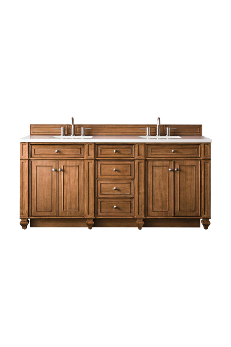 Bristol 72" Double Vanity, Saddle Brown, w/ 3 CM Tajnar Eclos Top