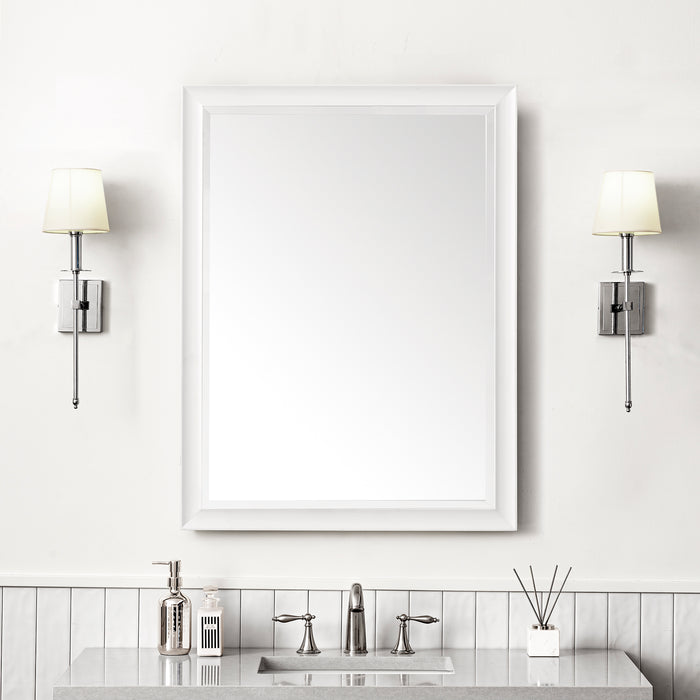 James Martin Glenbrooke 30" Mirror in Bright White, shown in a bathroom setting