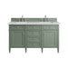 Brittany 60" Double Vanity, Saddle Brown, w/ 3 CM Tajnar Eclos Top w/FreePower Wireless Charger