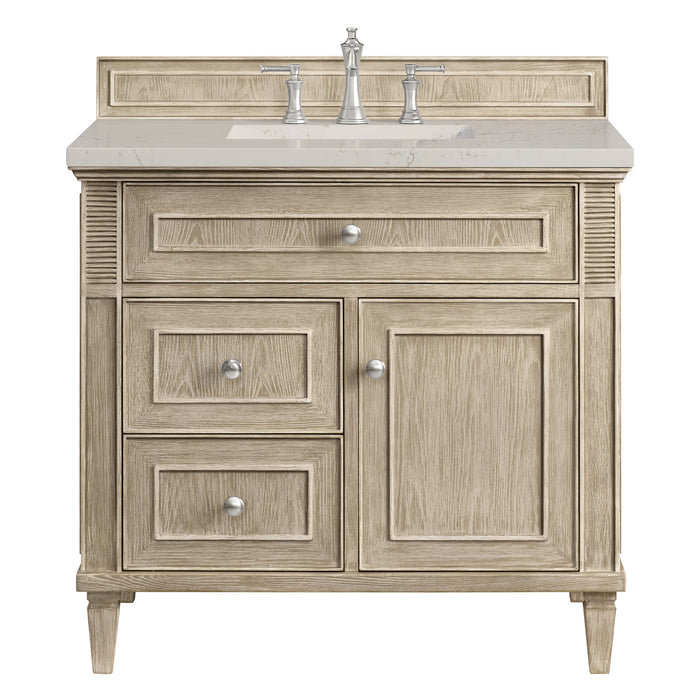 Lorelai 36" Single Vanity, Whitewashed Oak, w/ 3 CM Siberian Silestone Top