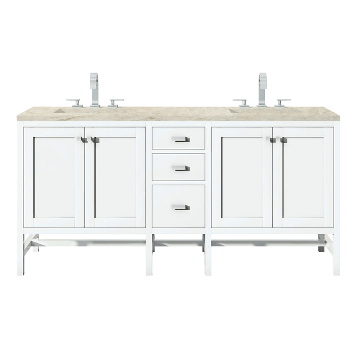 Addison 72" Double Vanity, Glossy White, w/ 3 CM Tajnar Eclos Top