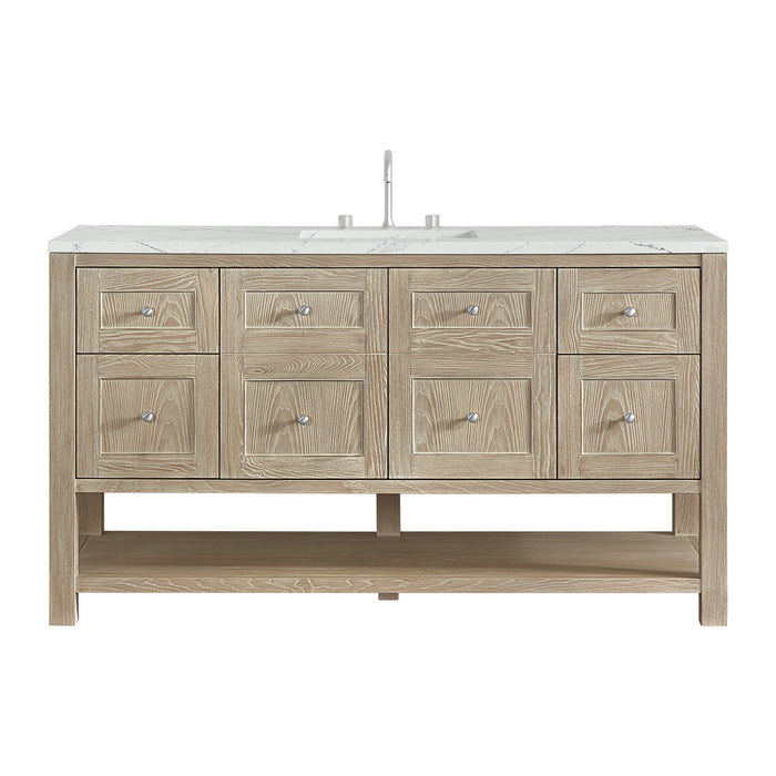 Breckenridge 60" Single Vanity, Serenity Blue, w/ Single Hole 3 CM White Zeus Quartz Top & Backsplash